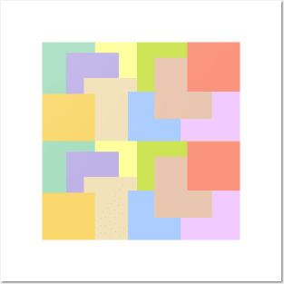 Warm colors abstract overlapping squares tiles pattern Posters and Art